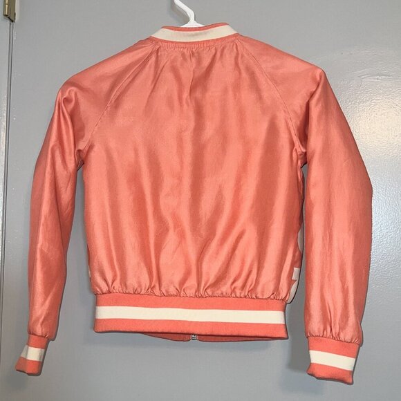 Disney Junk Food Kid's Mickey and Minnie Mouse Bomber Jacket Coral Size S - Picture 4 of 4